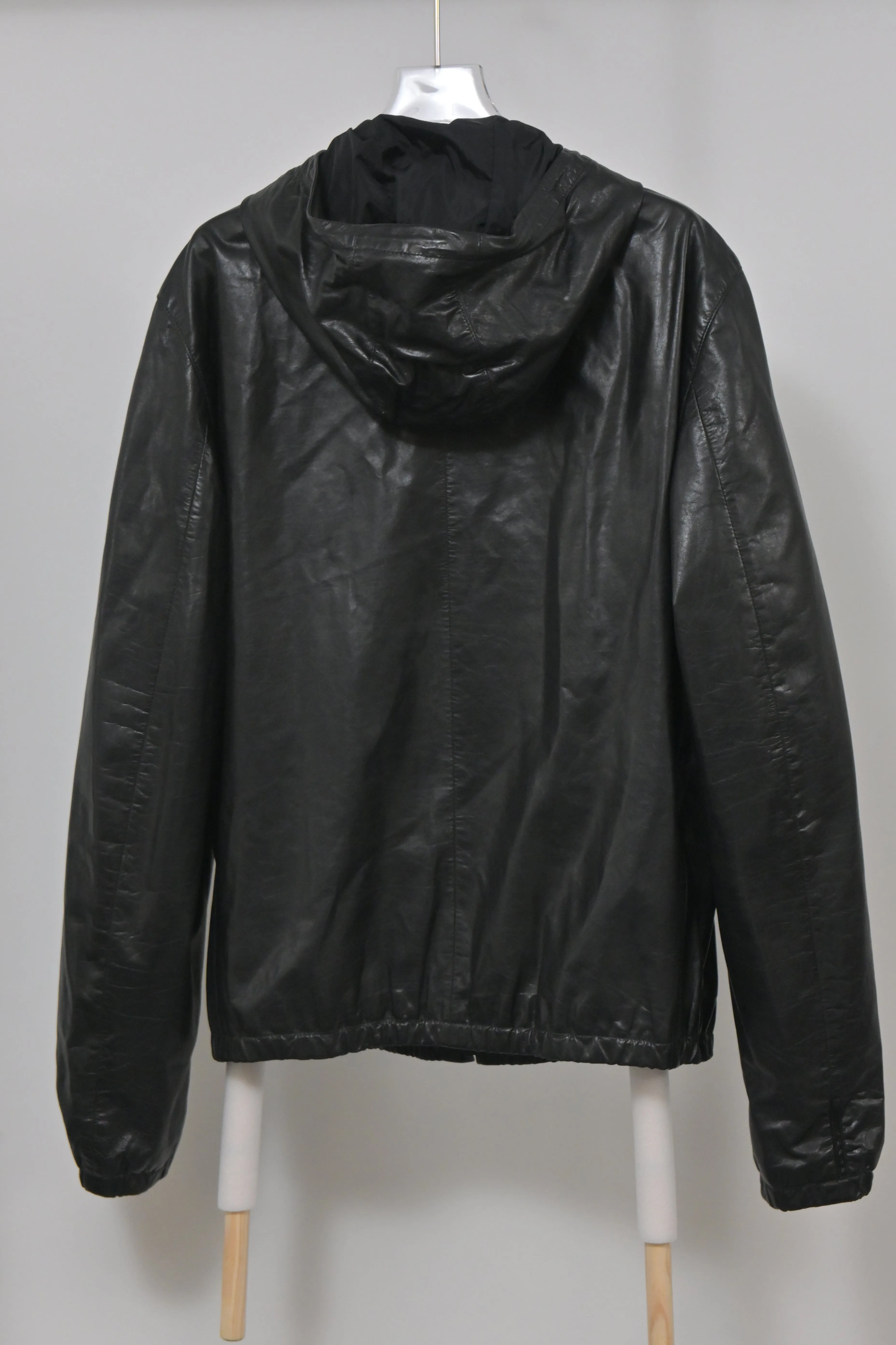 Prada Hooded Jacket in Black Leather