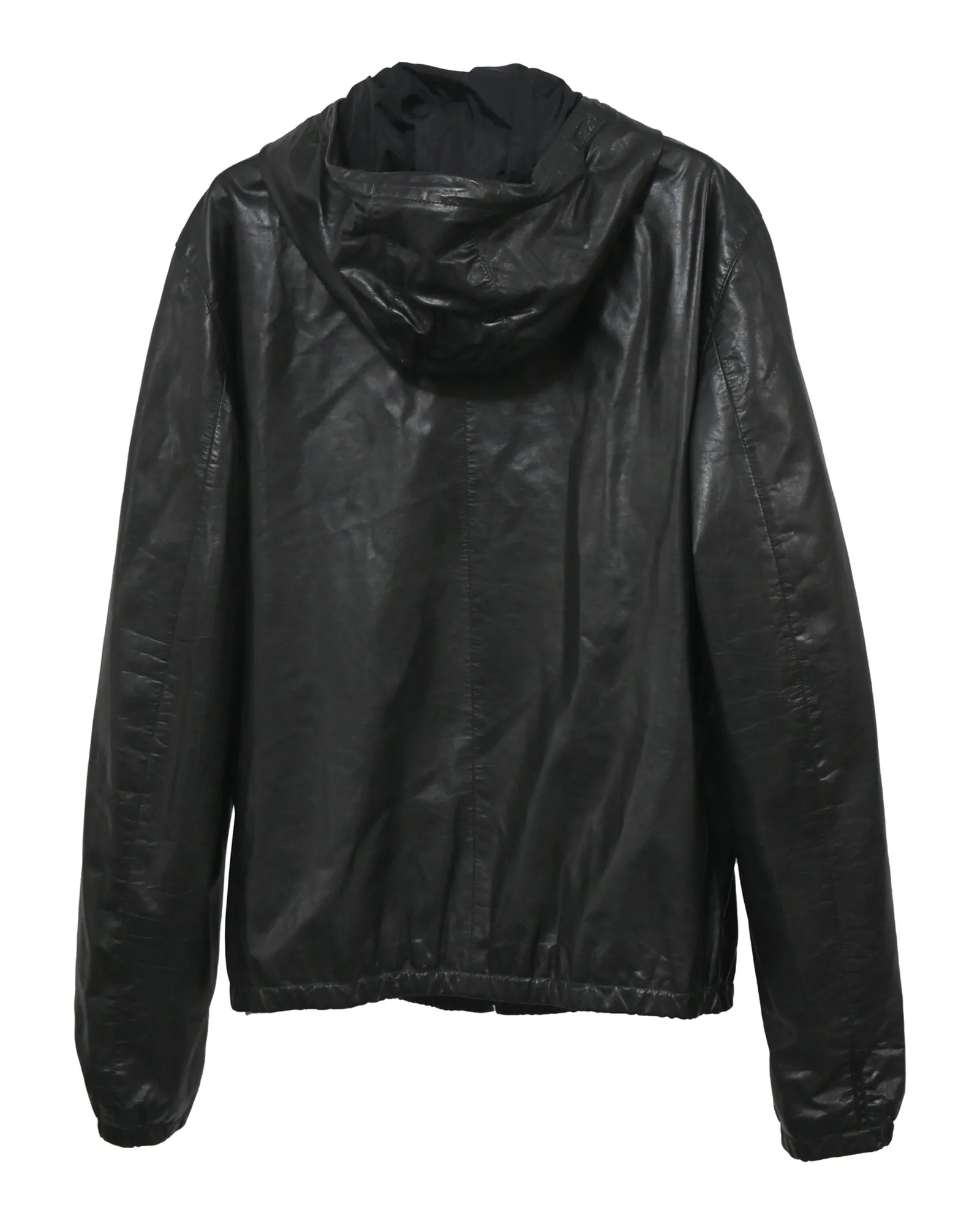 Prada Hooded Jacket in Black Leather