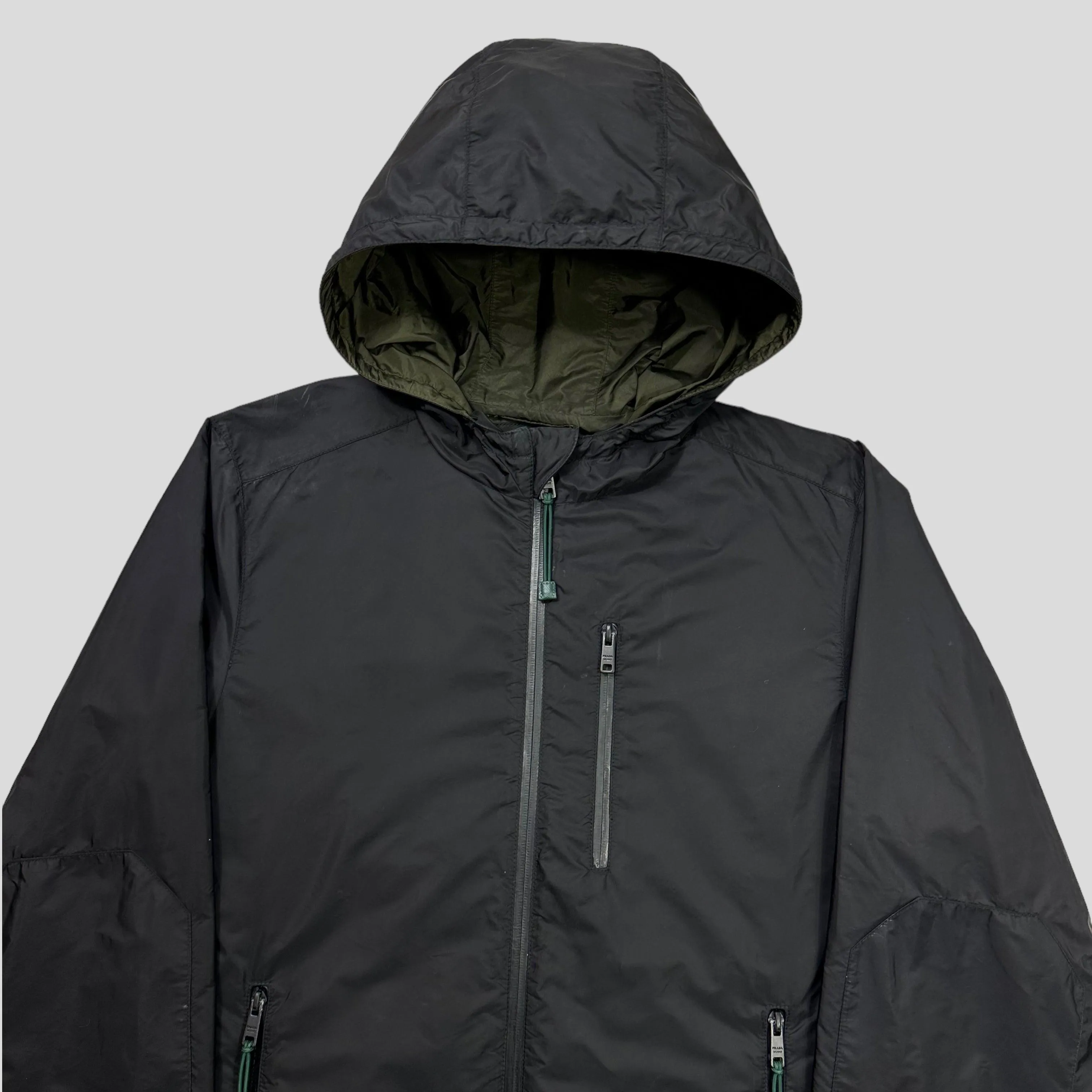 Prada Milano 2017 Rubber Logo Laminated K-way Windbreaker - L