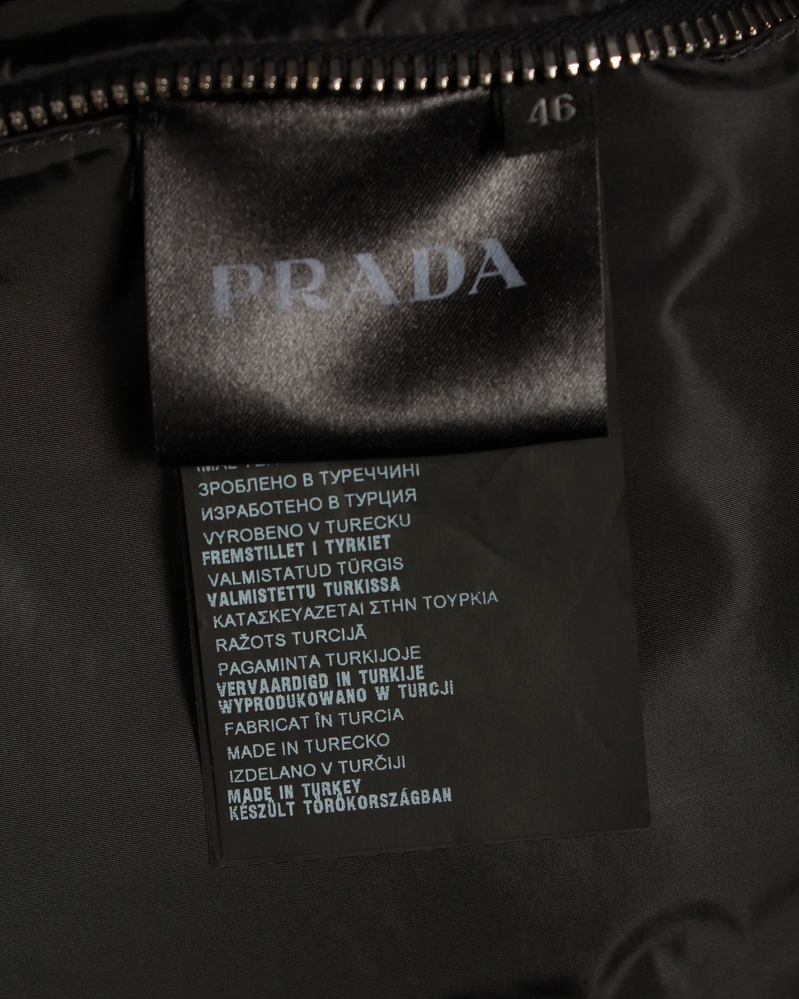 Prada Reversible Zip Front Hooded Jacket in Black Lambskin Leather