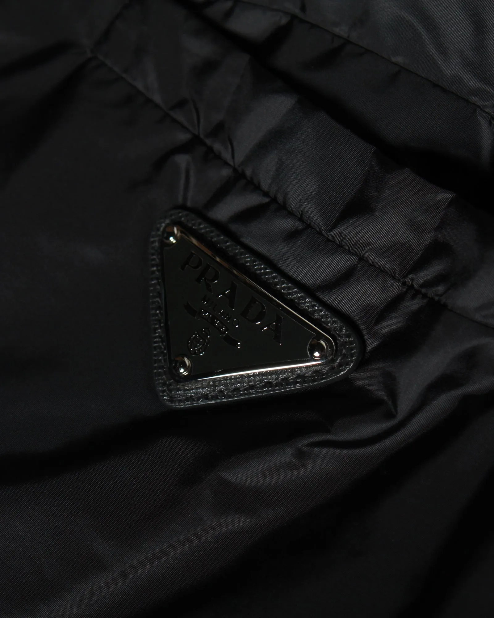 Prada Reversible Zip Front Hooded Jacket in Black Lambskin Leather