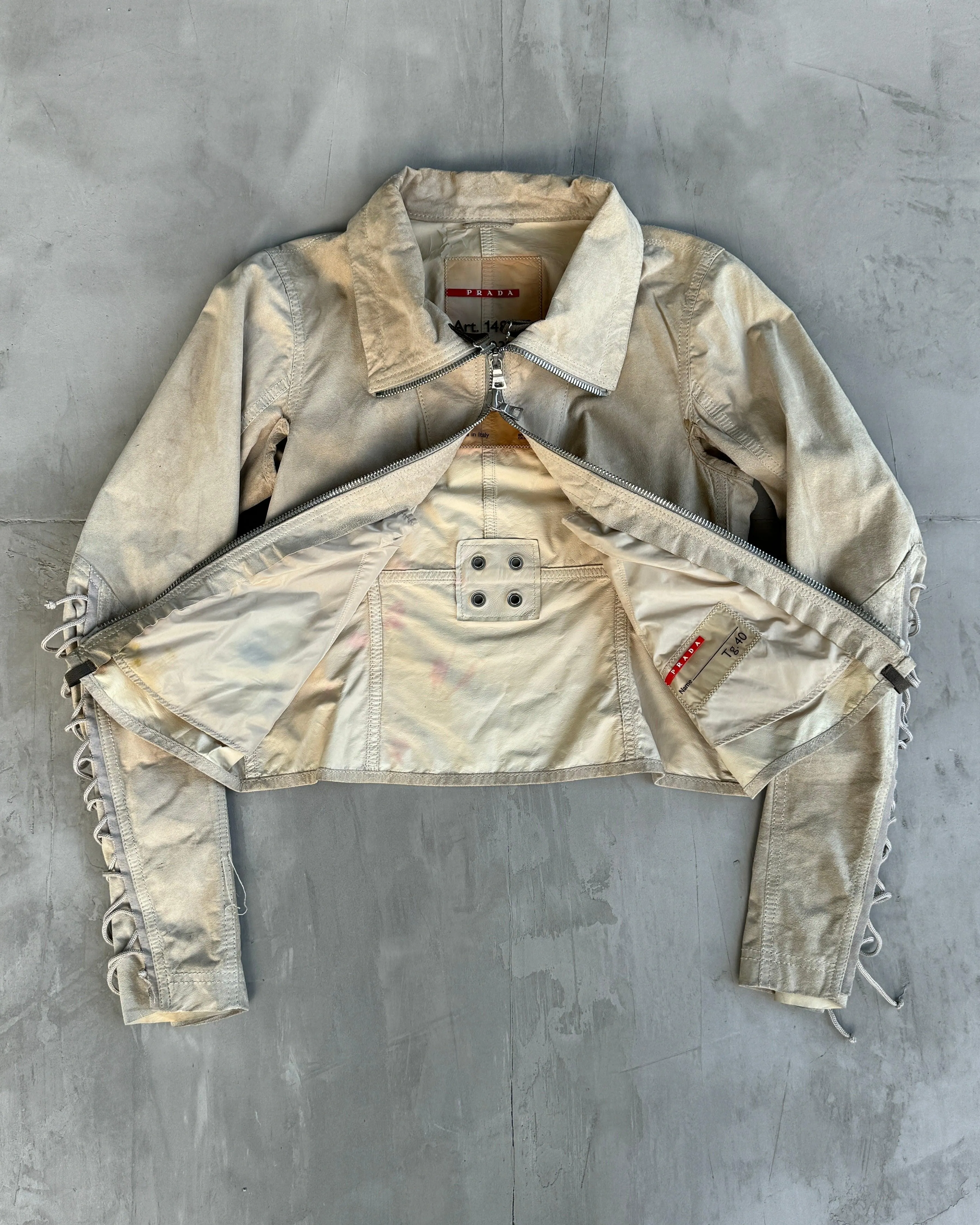 PRADA SPORT 2000'S SUEDE LACE UP JACKET - S