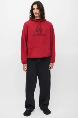 Red & Black Oversized Logo Hoodie