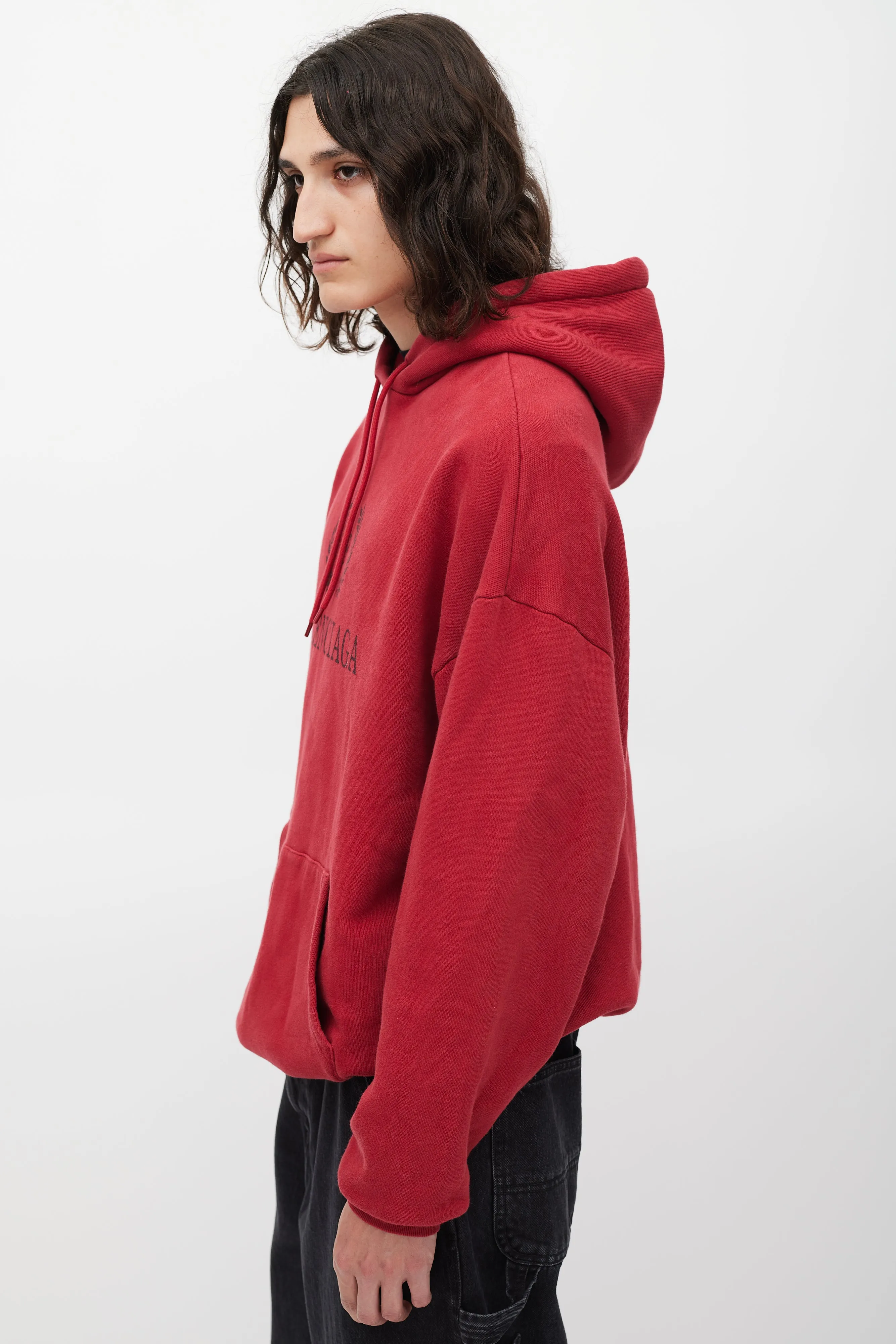 Red & Black Oversized Logo Hoodie