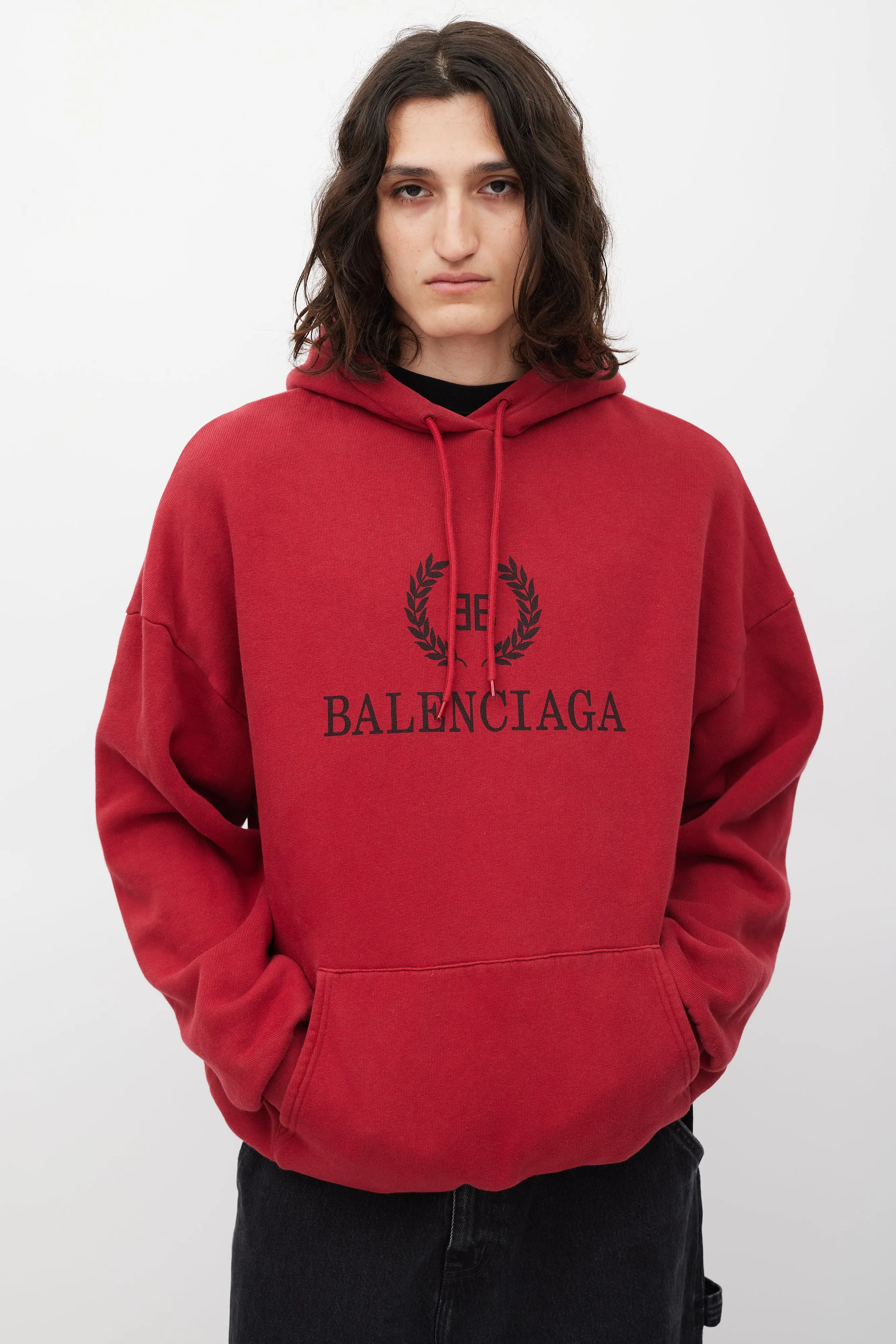 Red & Black Oversized Logo Hoodie