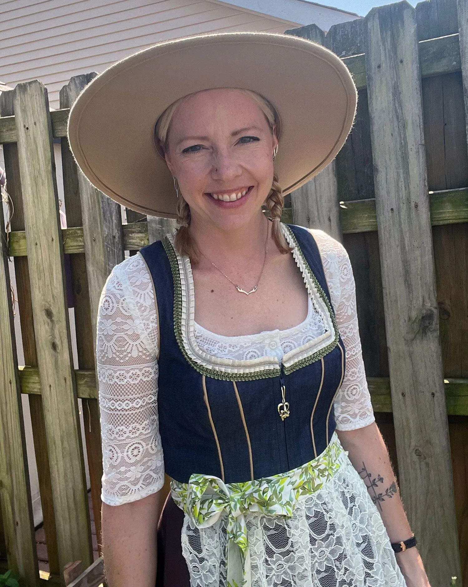 Scoop Neck Lace Dirndl Blouse