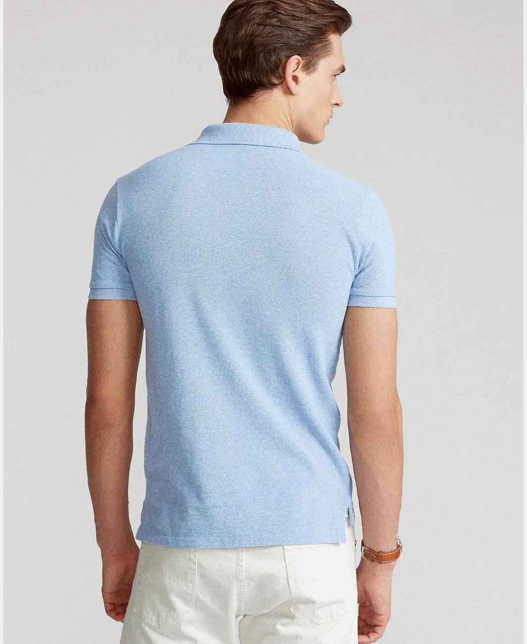 SLIM FIT MESH PIQUE Blå