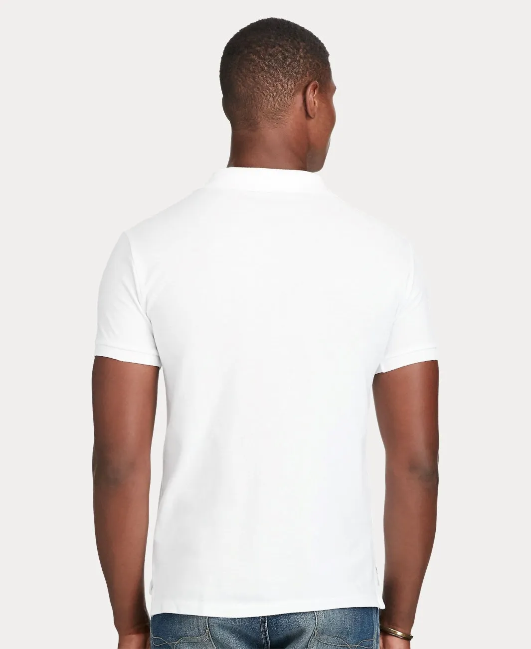 SLIM FIT MESH PIQUE Hvit