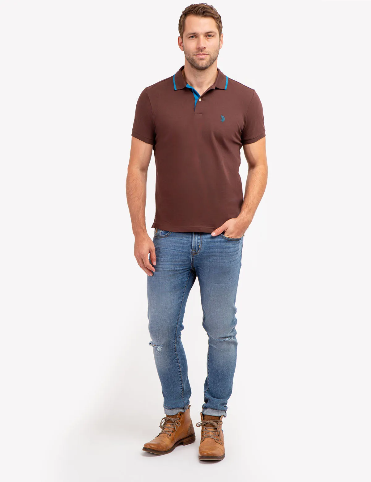 SLIM FIT STRETCH PIQUE SOLID POLO SHIRT