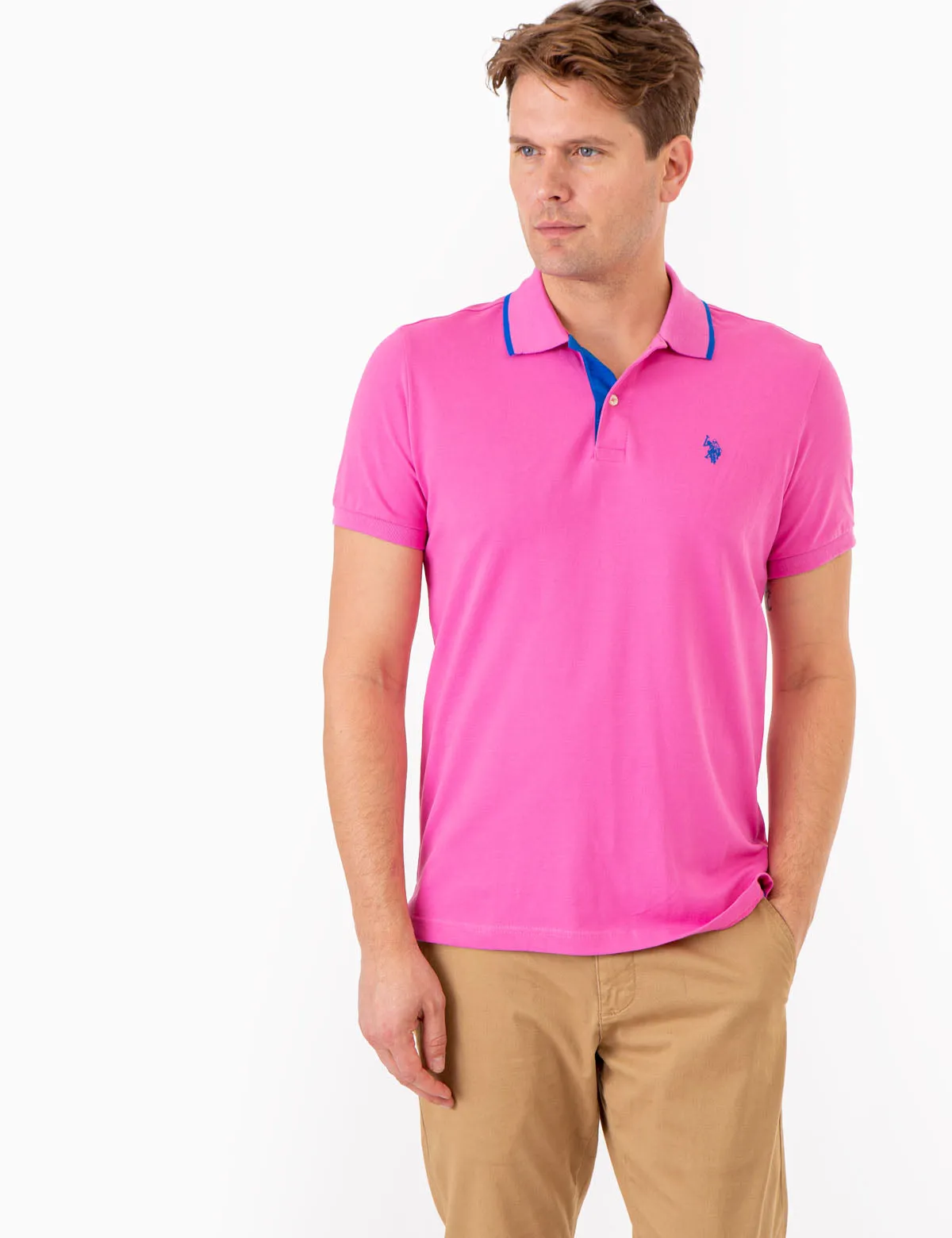 SLIM FIT STRETCH PIQUE SOLID POLO SHIRT
