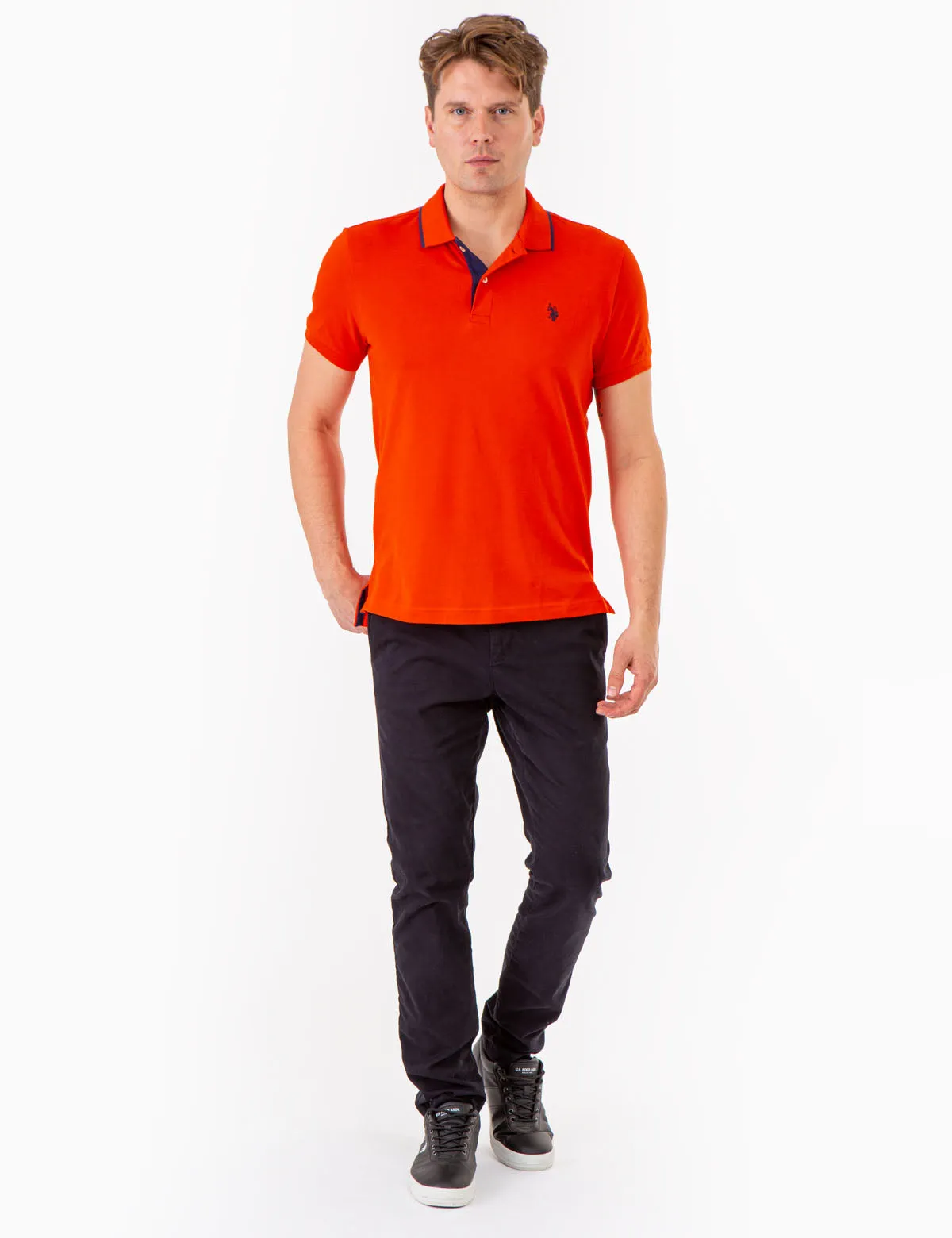 SLIM FIT STRETCH PIQUE SOLID POLO SHIRT