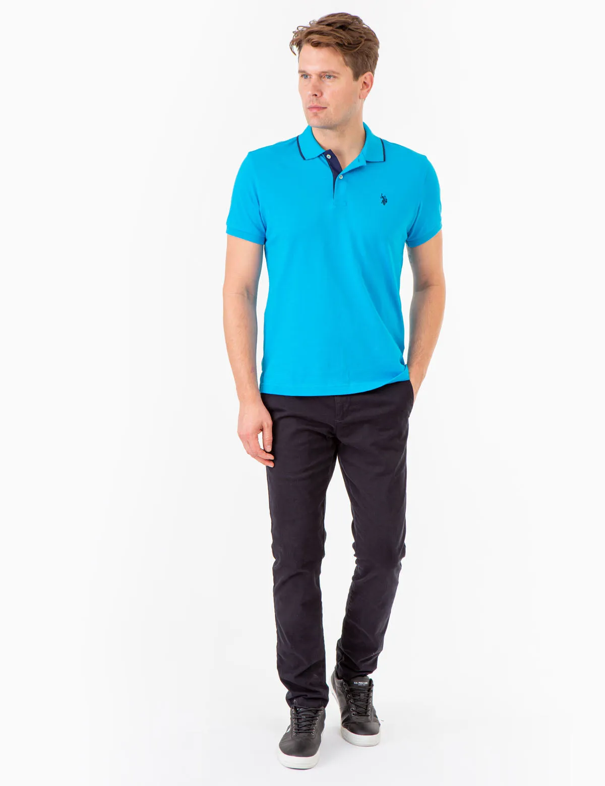 SLIM FIT STRETCH PIQUE SOLID POLO SHIRT