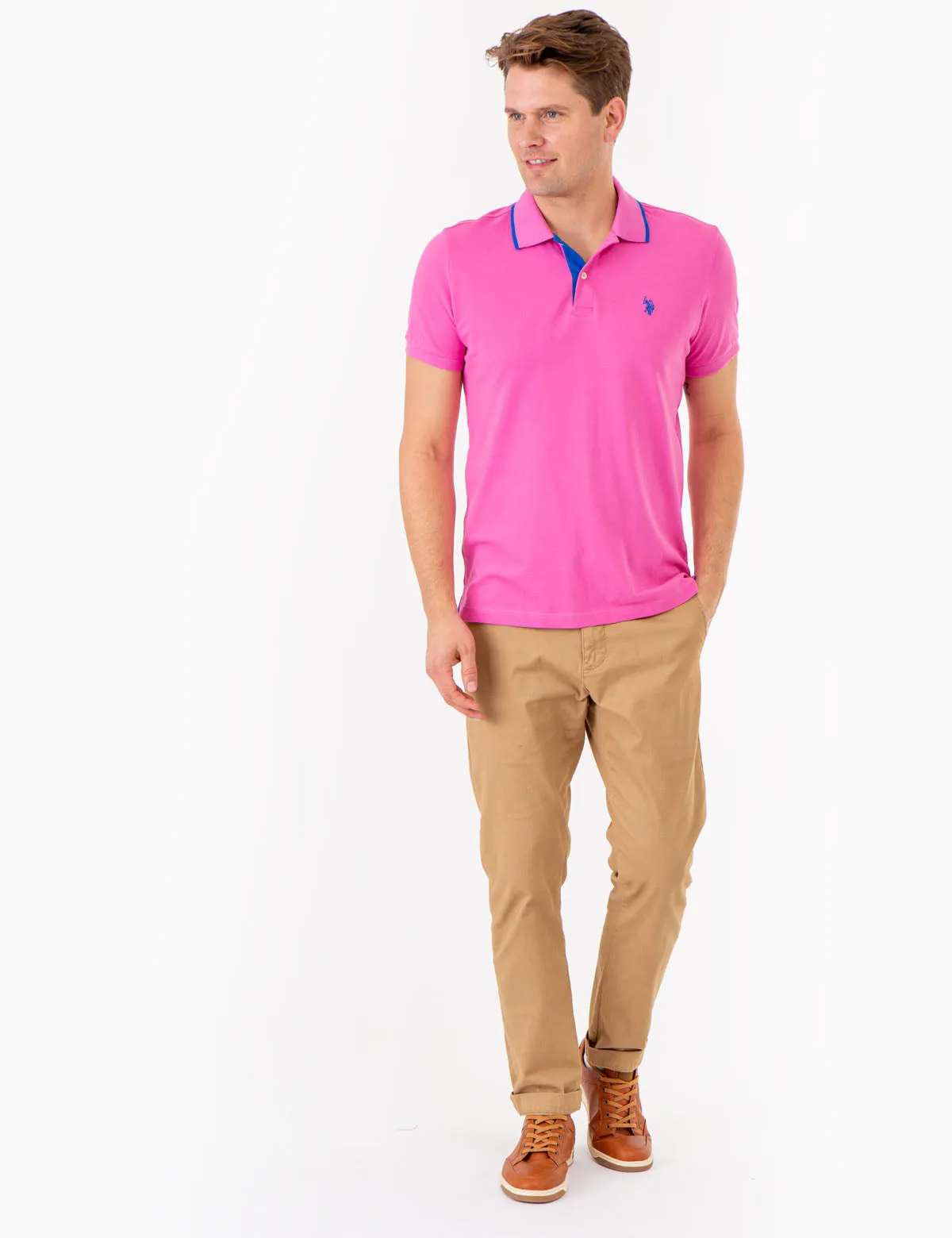 SLIM FIT STRETCH PIQUE SOLID POLO SHIRT