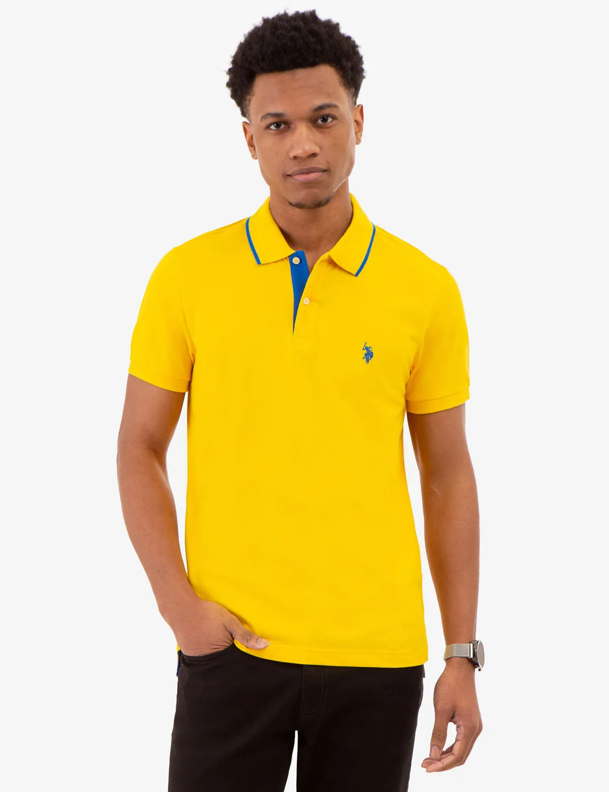 SLIM FIT STRETCH PIQUE SOLID POLO SHIRT
