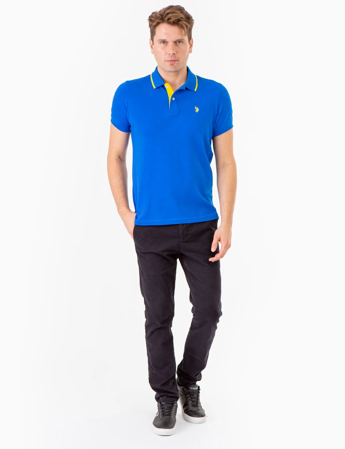 SLIM FIT STRETCH PIQUE SOLID POLO SHIRT