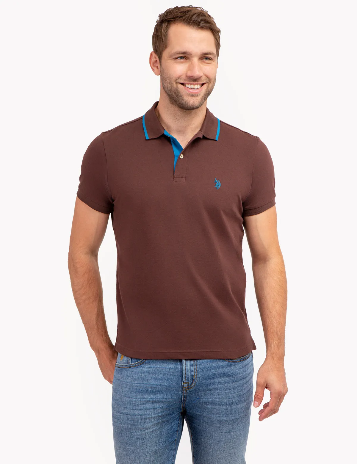 SLIM FIT STRETCH PIQUE SOLID POLO SHIRT