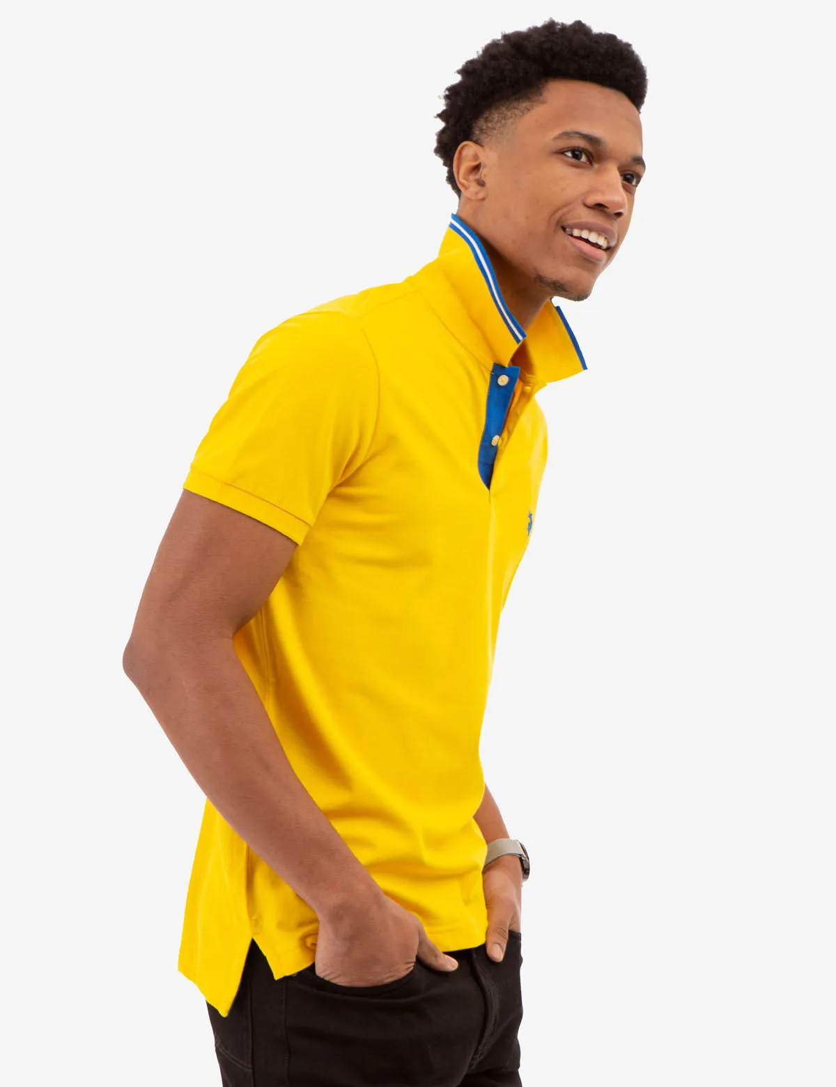 SLIM FIT STRETCH PIQUE SOLID POLO SHIRT