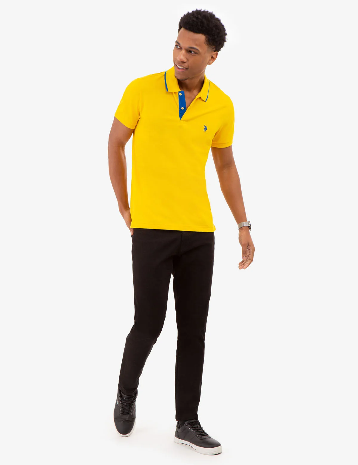 SLIM FIT STRETCH PIQUE SOLID POLO SHIRT