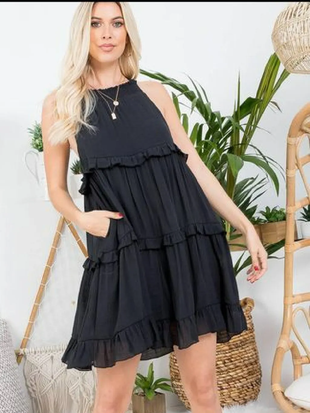 Smocked Halter Baby Doll Dress