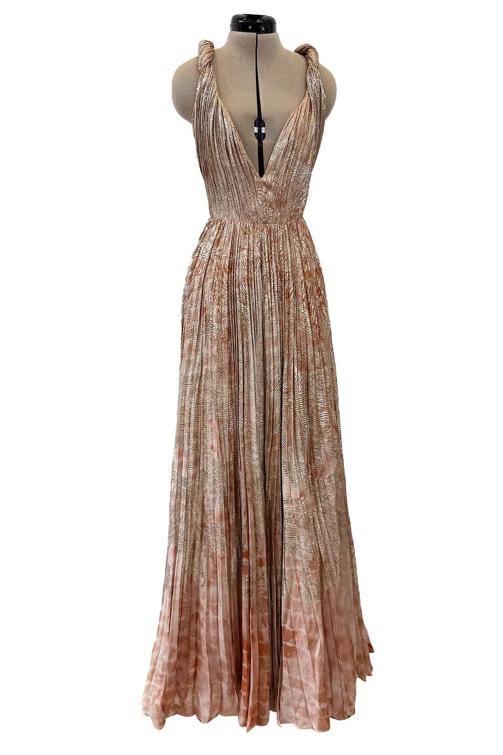 Spectacular Spring 2019 Christian Dior by Maria Grazia Chiuri Look 86 Gold Thread & Silk Dress