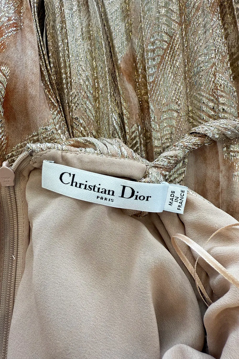 Spectacular Spring 2019 Christian Dior by Maria Grazia Chiuri Look 86 Gold Thread & Silk Dress