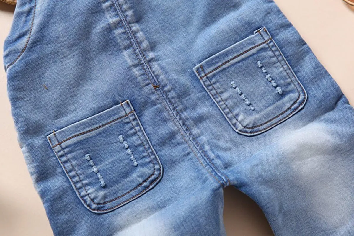 Stylish KIDSCOOL SPACE Denim Overalls for Infants and Toddlers - Blue & Black Combo!