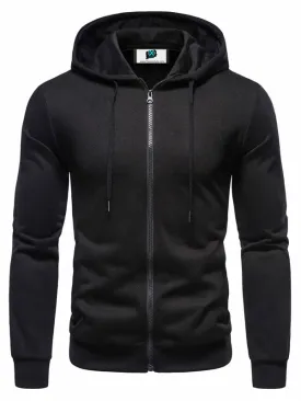 SXV  Plain Solid Black-zipper Cool Aesthetic Hoodie