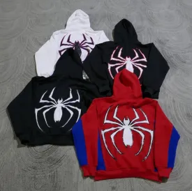 Vintage Spiderman Zipper Hoodie Full Length Zip Up Y2K Fashion Hoodie