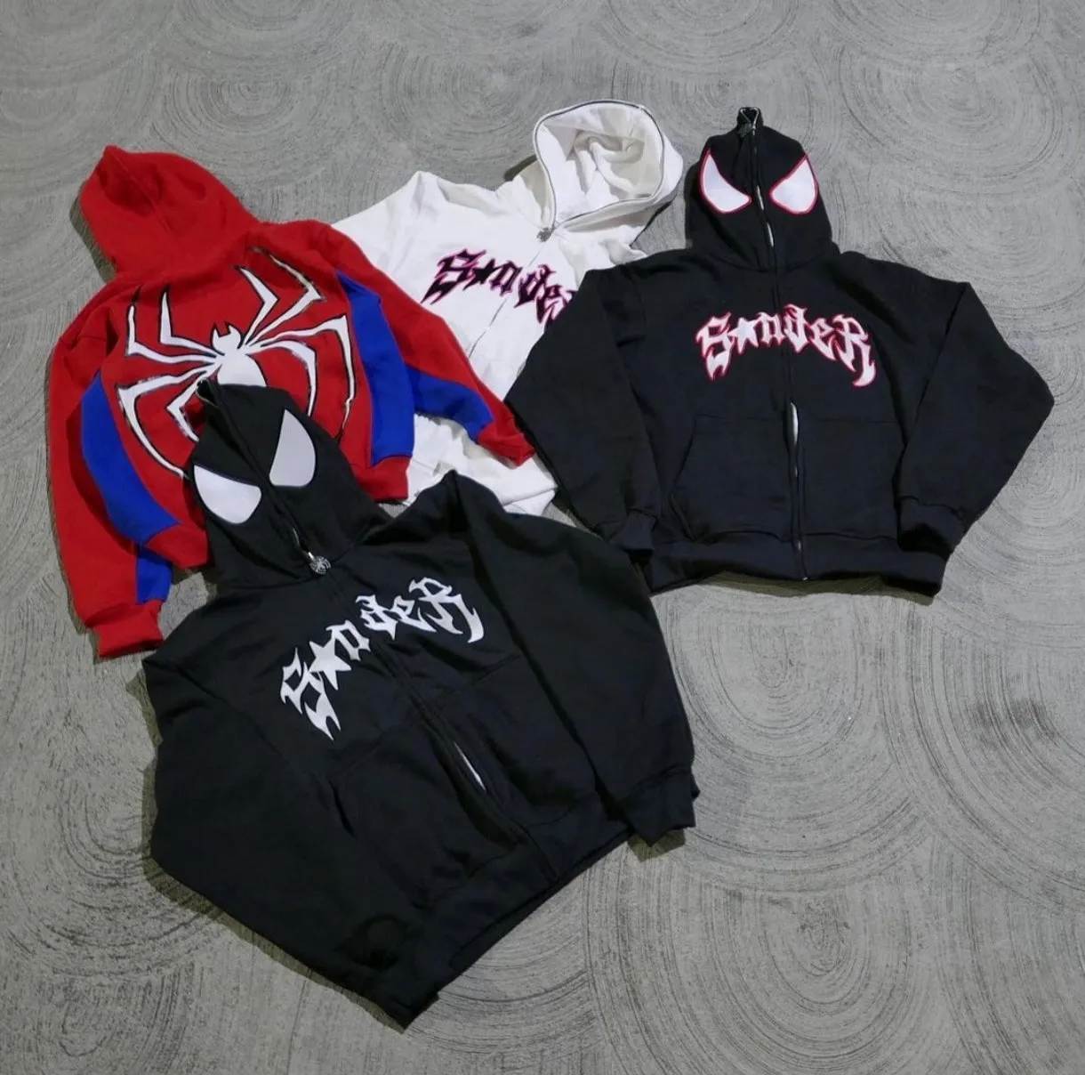 Vintage Spiderman Zipper Hoodie Full Length Zip Up Y2K Fashion Hoodie