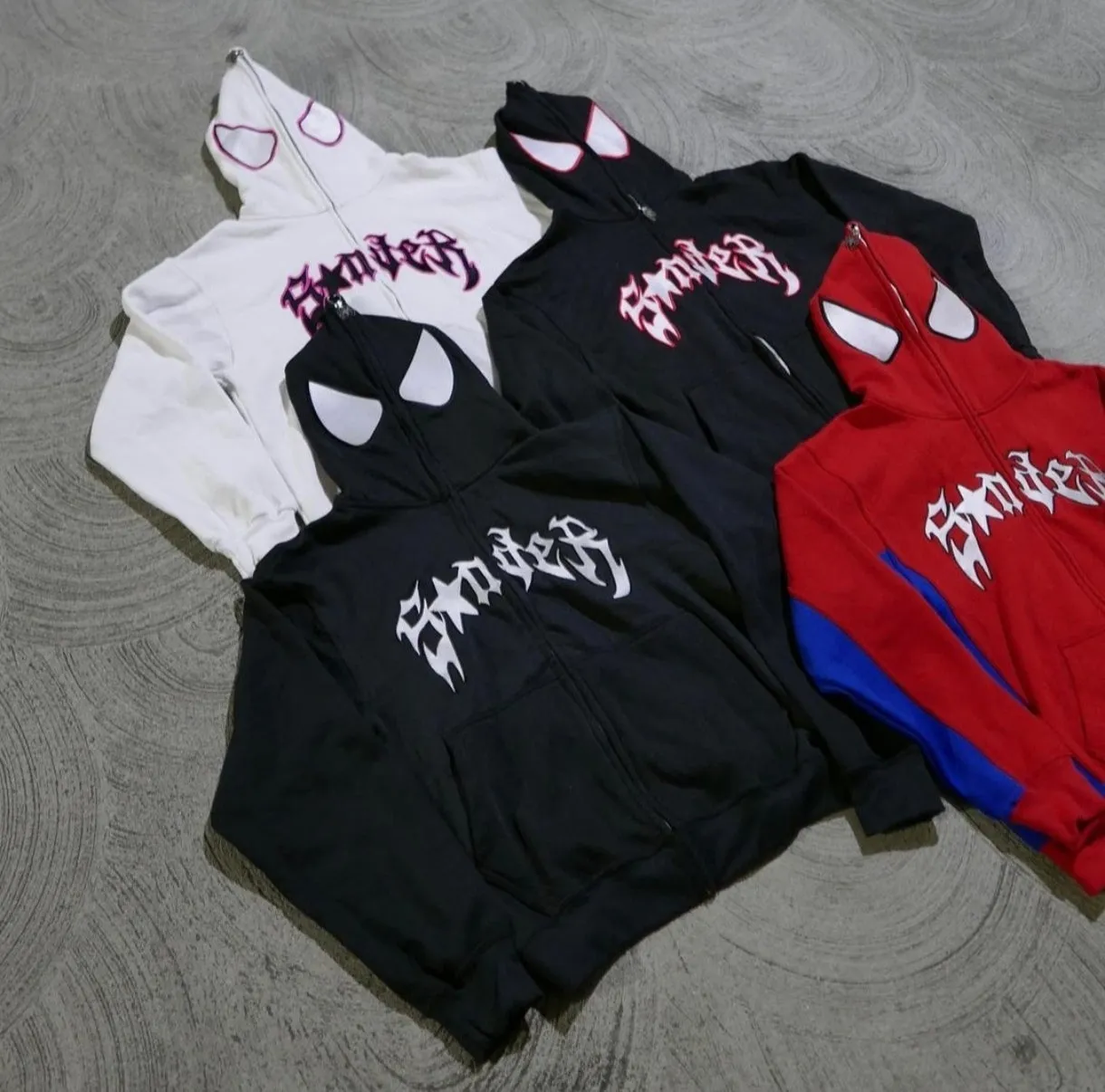 Vintage Spiderman Zipper Hoodie Full Length Zip Up Y2K Fashion Hoodie