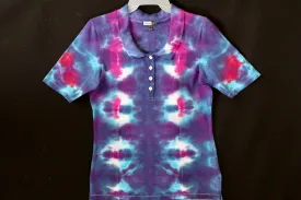 Women's Collared button neck cotton shirt M. 34" chest     33219 Totem design $80