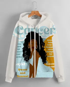 Women's Fashion Daily Black Cancer Women Print Long Sleeve Zipper Hoodie