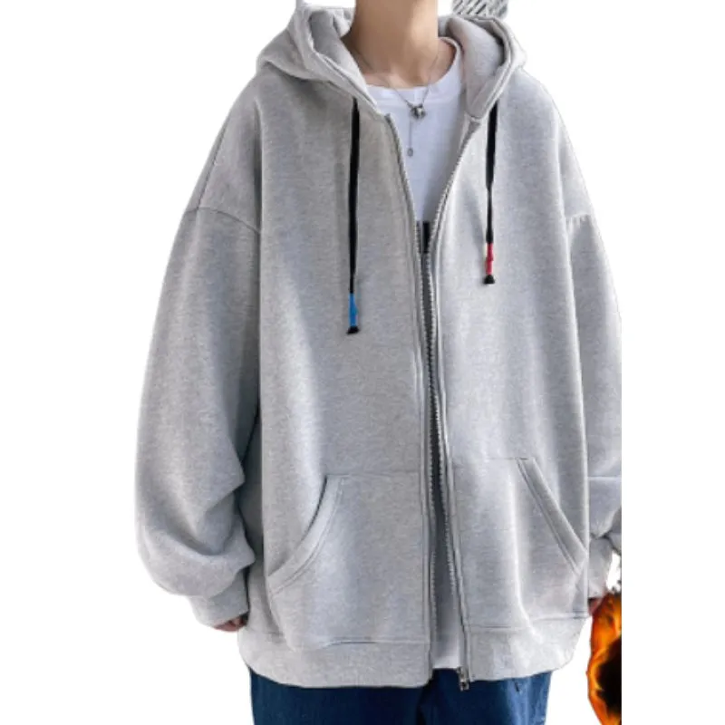 Zipper Hoodie Oversized Solid Colors
