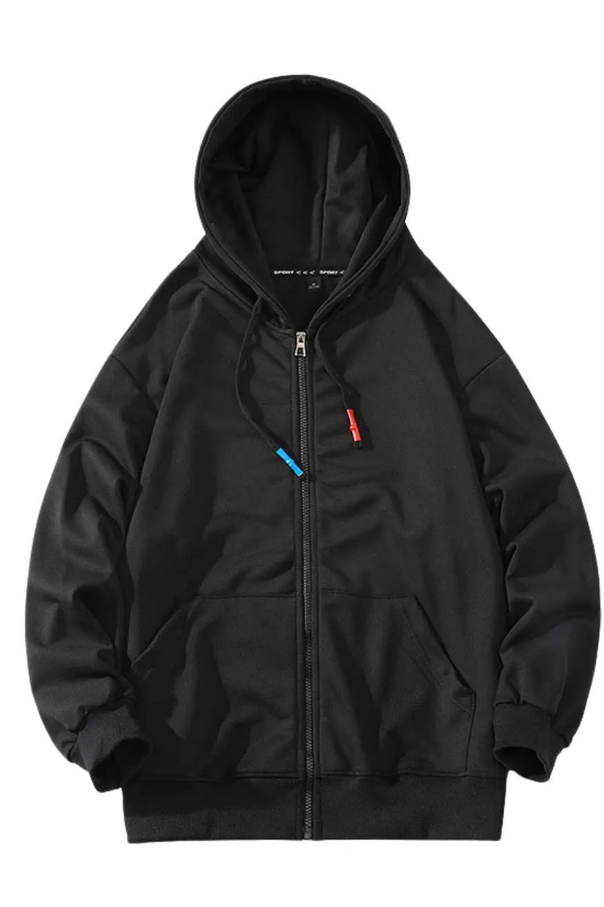 Zipper Hoodie Oversized Solid Colors