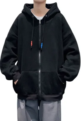 Zipper Hoodie Oversized Solid Colors