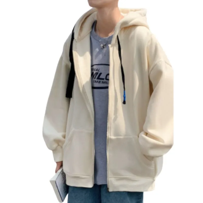 Zipper Hoodie Oversized Solid Colors