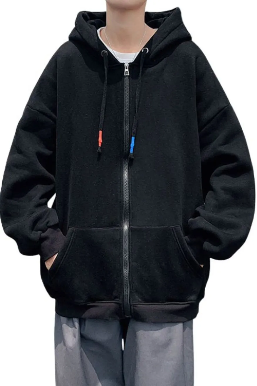 Zipper Hoodie Oversized Solid Colors